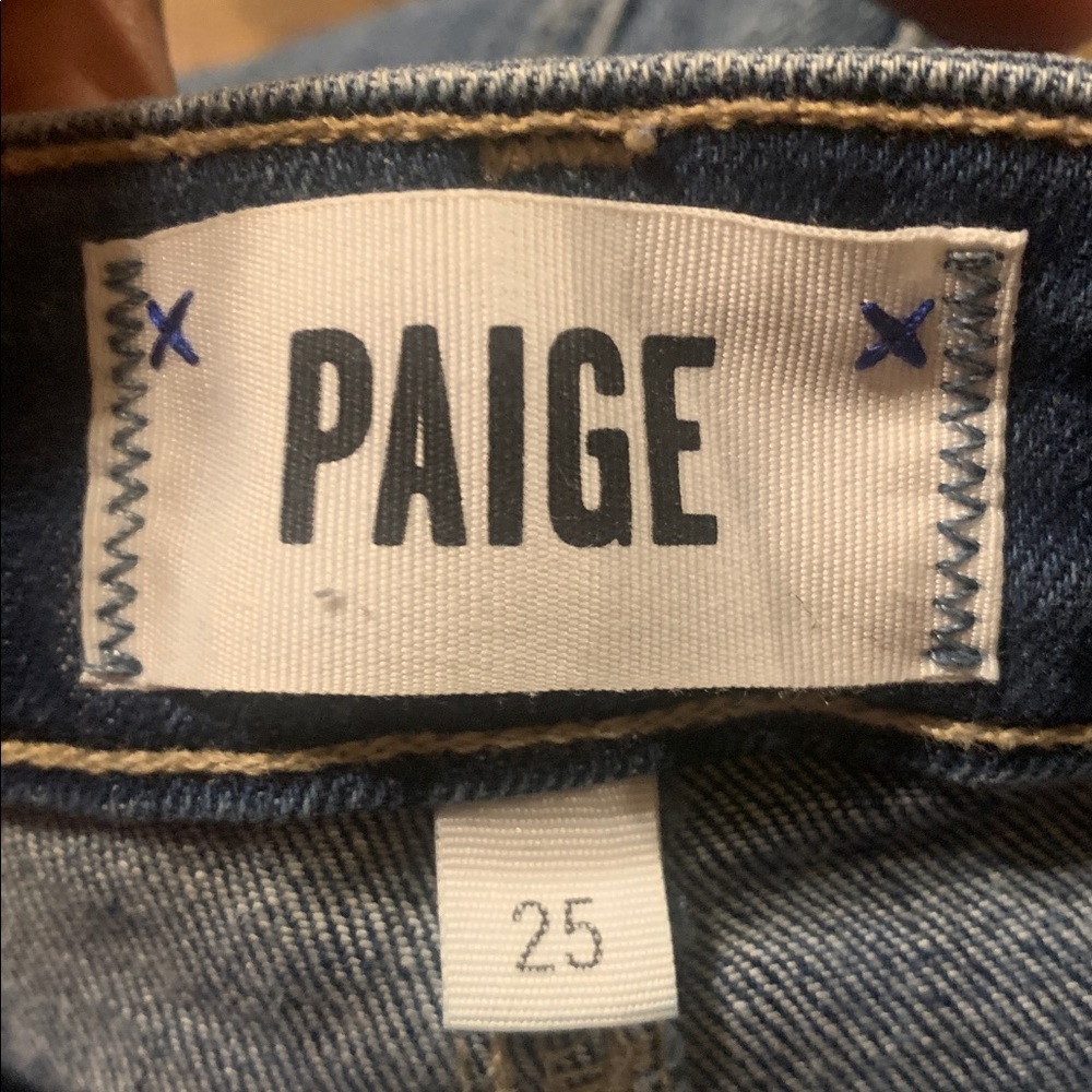 PAIGE Blue Distressed Denim Cutoff Jimmy Jimmy Shorts Sz 25 NWOT - Picture 2 of 14